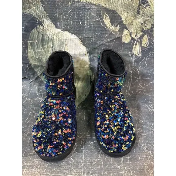 New UGG Classic Short Stellar Sequin Size Us 6 - Picture 5 of 9